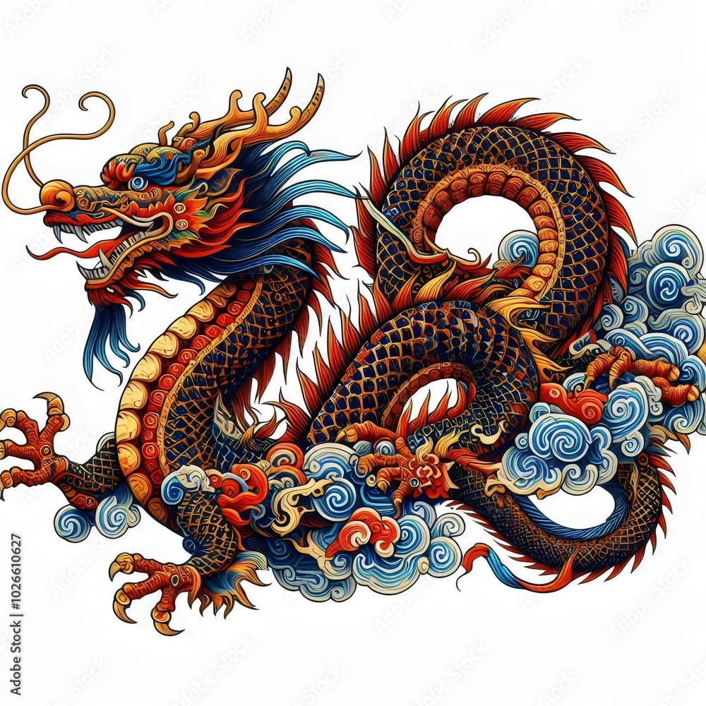Obraz premium chinese style dragon on white background