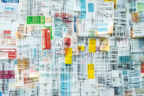 Receipts Collage Abstract Pattern