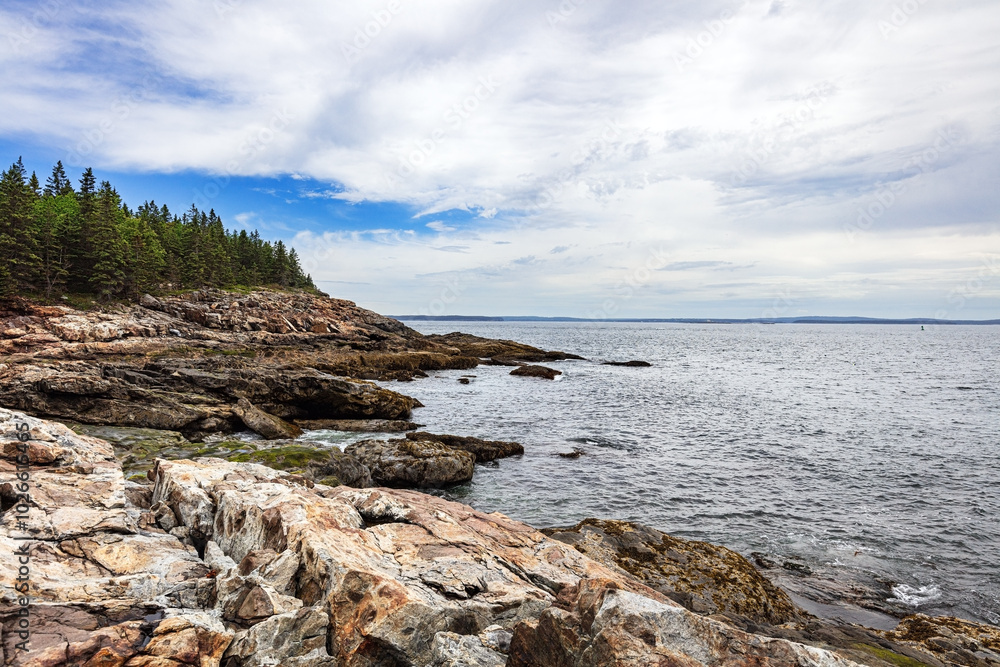 Acadia National Park seascape of the rocky coast of the Atlantic Ocean in summer, USA. Acadia National Park seascape of the rocky coast of the Atlantic Ocean in summer, USA.