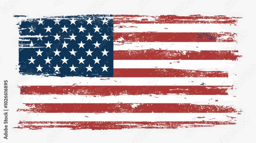 Simple American Flag paint Border on White Background Simple American Flag paint Border on White Background