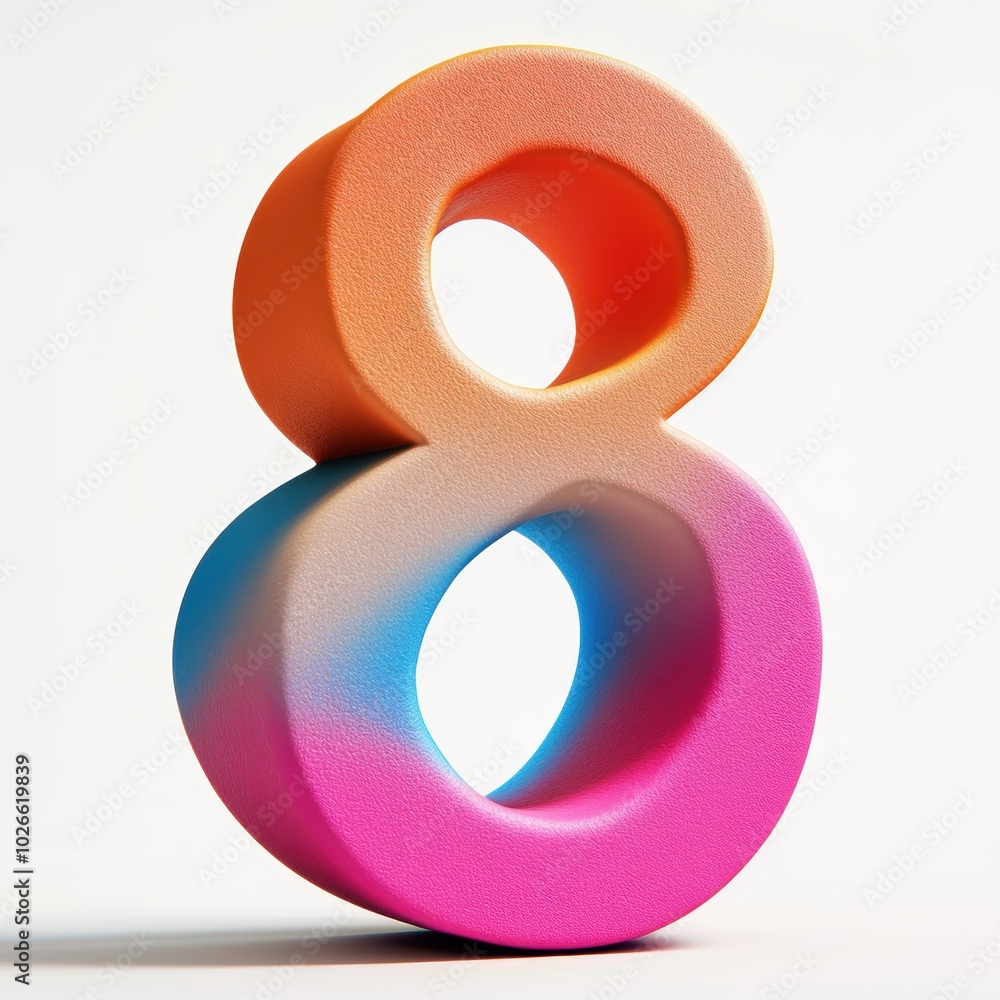 3D number 8 with plastiline play doh texture realistic modern design, soft lighting, white background 3D number 8 with plastiline play doh texture realistic modern design, soft lighting, white background