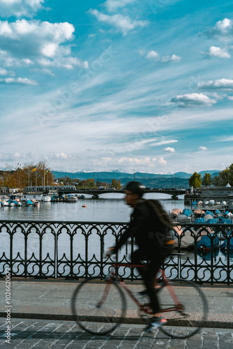 Photography Limmat Zürich mit Biker