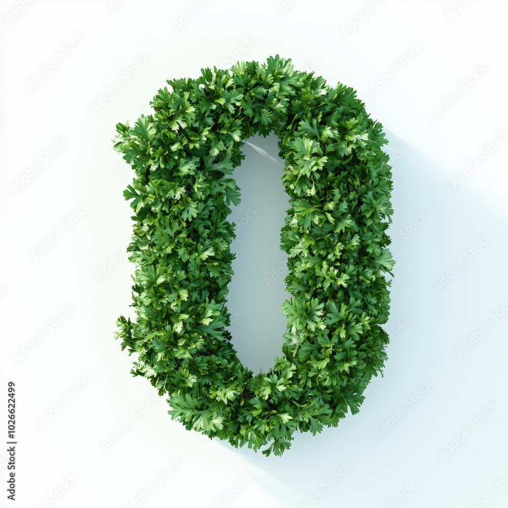 3D number 0 with parsley texture realistic modern design, soft lighting, white background 3D number 0 with parsley texture realistic modern design, soft lighting, white background