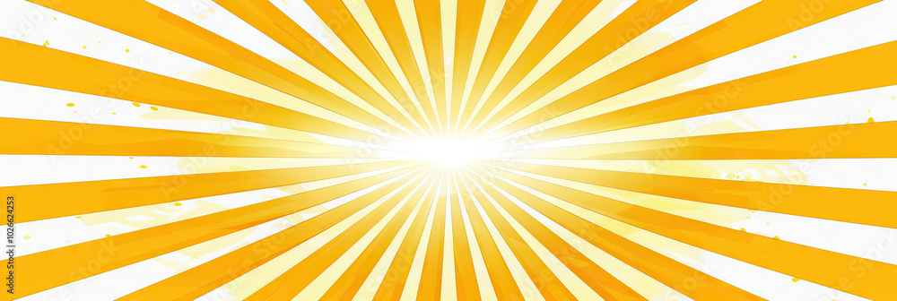 Fototapeta premium Yellow Sunburst School Scene: A sunny yellow and white abstract background for elementary schools, evoking feelings of warmth and happiness with its sunburst design.