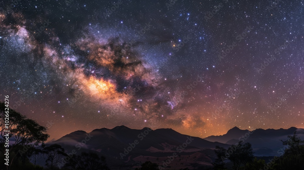 Fototapeta premium Starry night sky fully adorned with countless stars