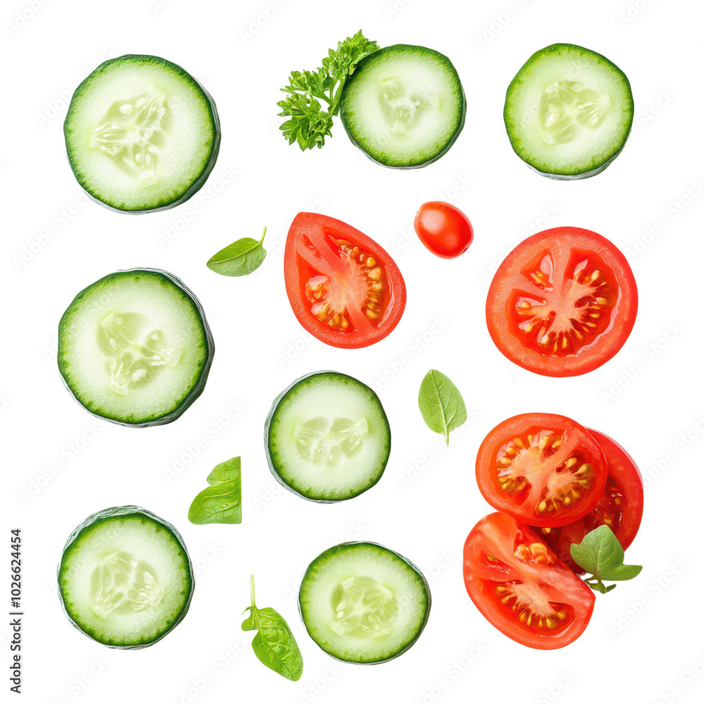 Top View of Freshly Sliced Cucumbers Arranged Neatly on a Wooden Cutting Board Top View of Freshly Sliced Cucumbers Arranged Neatly on a Wooden Cutting Board