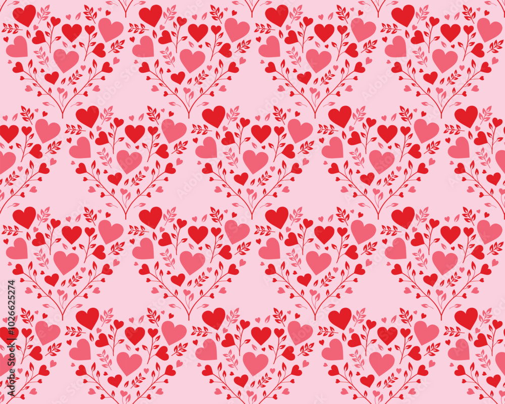 Valentine's Day Floral Heart Seamless Pattern Background, for Gift Wrapping Paper, Textile, Graphics Valentine's Day Floral Heart Seamless Pattern Background, for Gift Wrapping Paper, Textile, Graphics
