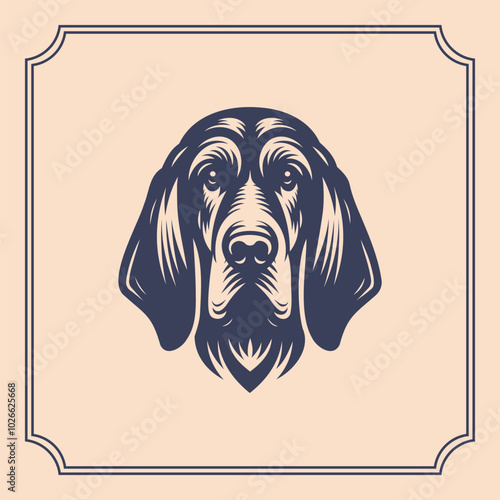 Bloodhound dog head silhouette logo style illustration