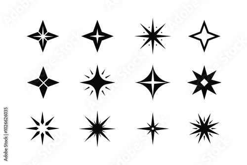 Set of sparkles star illustration