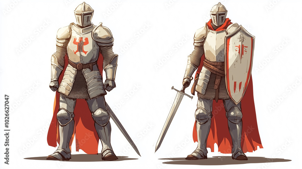 Illustration cartoon medieval knight in armor
Illustration cartoon medieval knight in armor