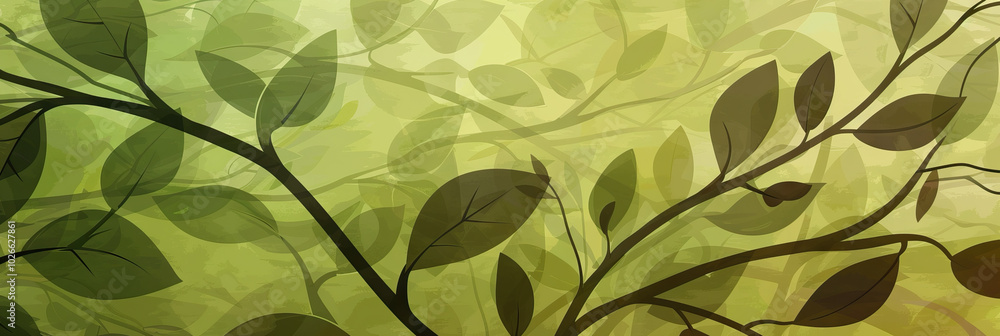 Organic Oasis: A natural green and brown abstract background with abstract leaves and branches, evoking a sense of harmony and growth. Organic Oasis: A natural green and brown abstract background with abstract leaves and branches, evoking a sense of harmony and growth.