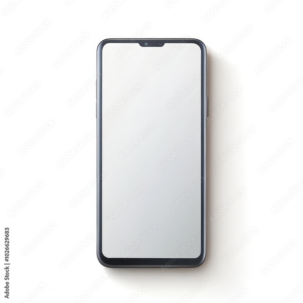 A sleek smartphone on a white background showcasing a standard scale. Generative AI A sleek smartphone on a white background showcasing a standard scale. Generative AI