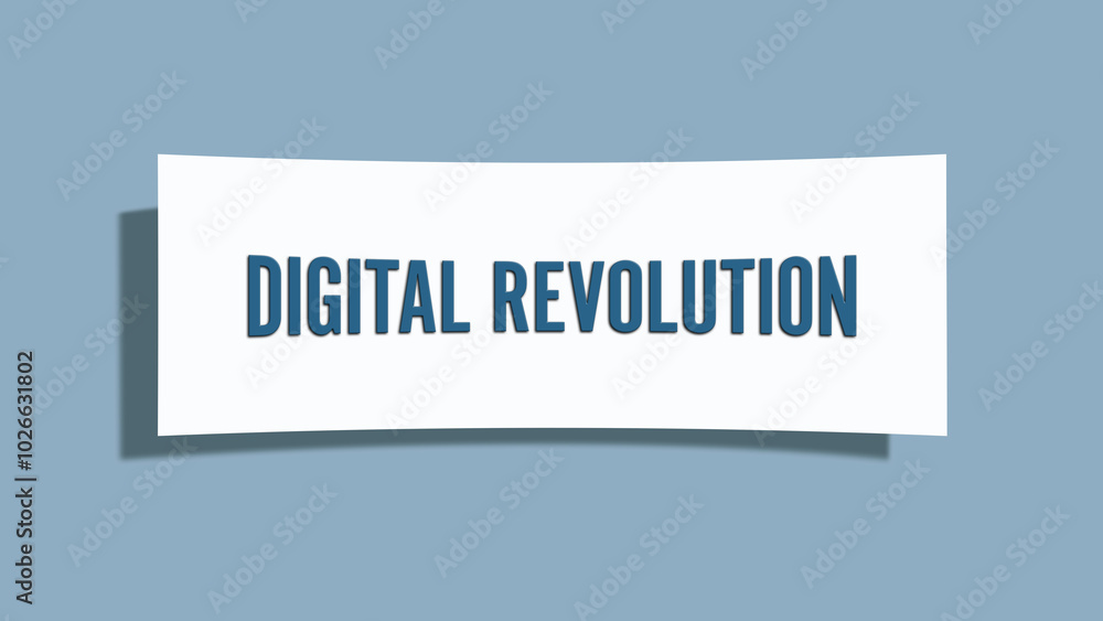 Digital Revolution. A card isolated on blue background. Digital Revolution. A card isolated on blue background.