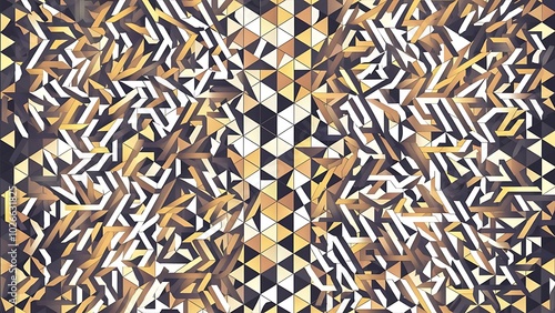 Mosaic pattern composition featuring harmonious interplay of triangles, lines, and round elements, creating a visually engaging and dynamic design for posters, covers, banners, brochures, websites