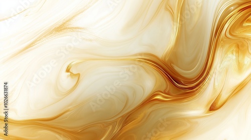 An abstract background featuring swirls of salted caramel color on a white surface, with soft curves and smooth edges