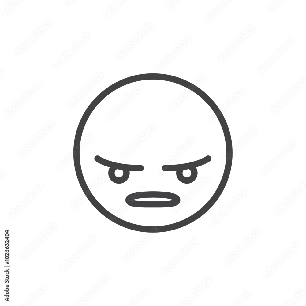 Angry Social media emoji icon Thin outline art symbol Angry Social media emoji icon Thin outline art symbol