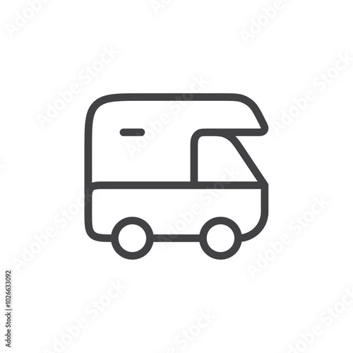 Camping van icon Thin outline art symbol