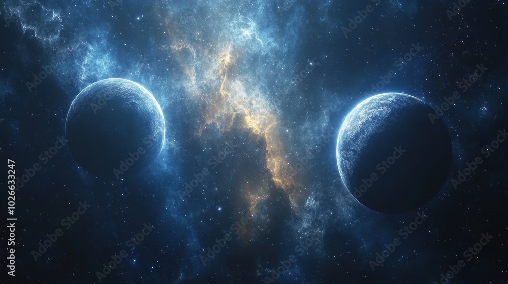 Two planets in a nebula. Two planets in a nebula.