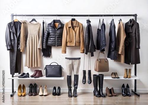 Wallpaper Mural Elevate your wardrobe with a minimalist fashion rack showcasing chic black and neutral outfits for effortless style inspiration and versatile Torontodigital.ca