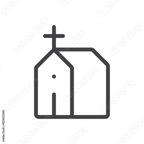 Church icon Thin outline art symbol photo