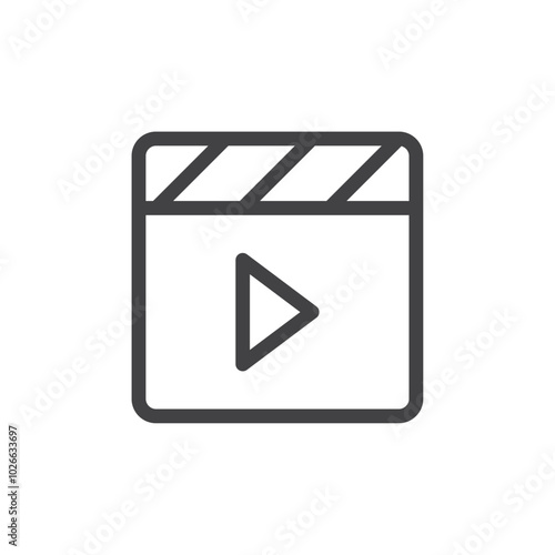 Clapper board icon Thin outline art symbol
