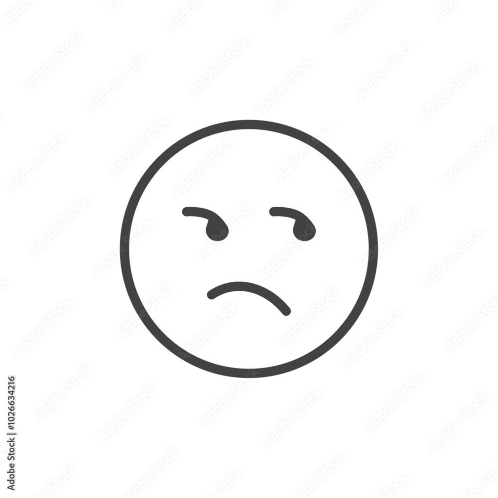Displeased icon Thin outline art symbol Displeased icon Thin outline art symbol