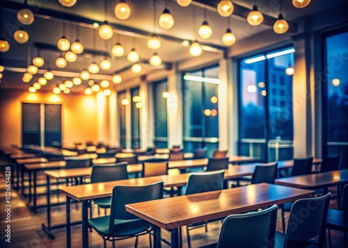 Empty University Classroom in Vintage Style - Defocused Business Conference Room