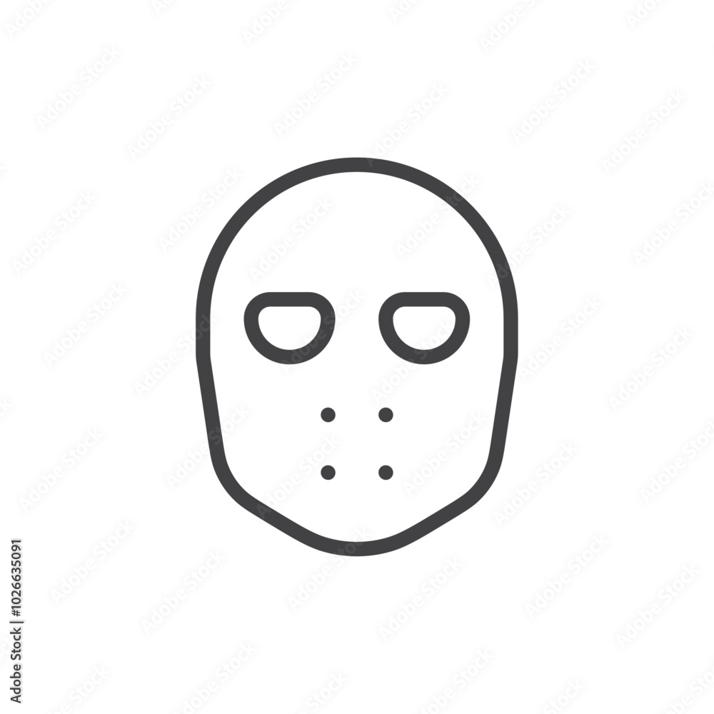 Hockey mask icon Thin outline art symbol Hockey mask icon Thin outline art symbol