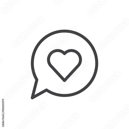 Heart in speech bubble icon Thin outline art symbol
