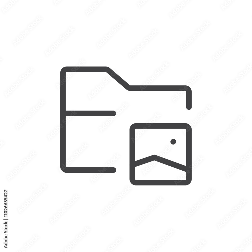 Image folder icon Thin outline art symbol Image folder icon Thin outline art symbol
