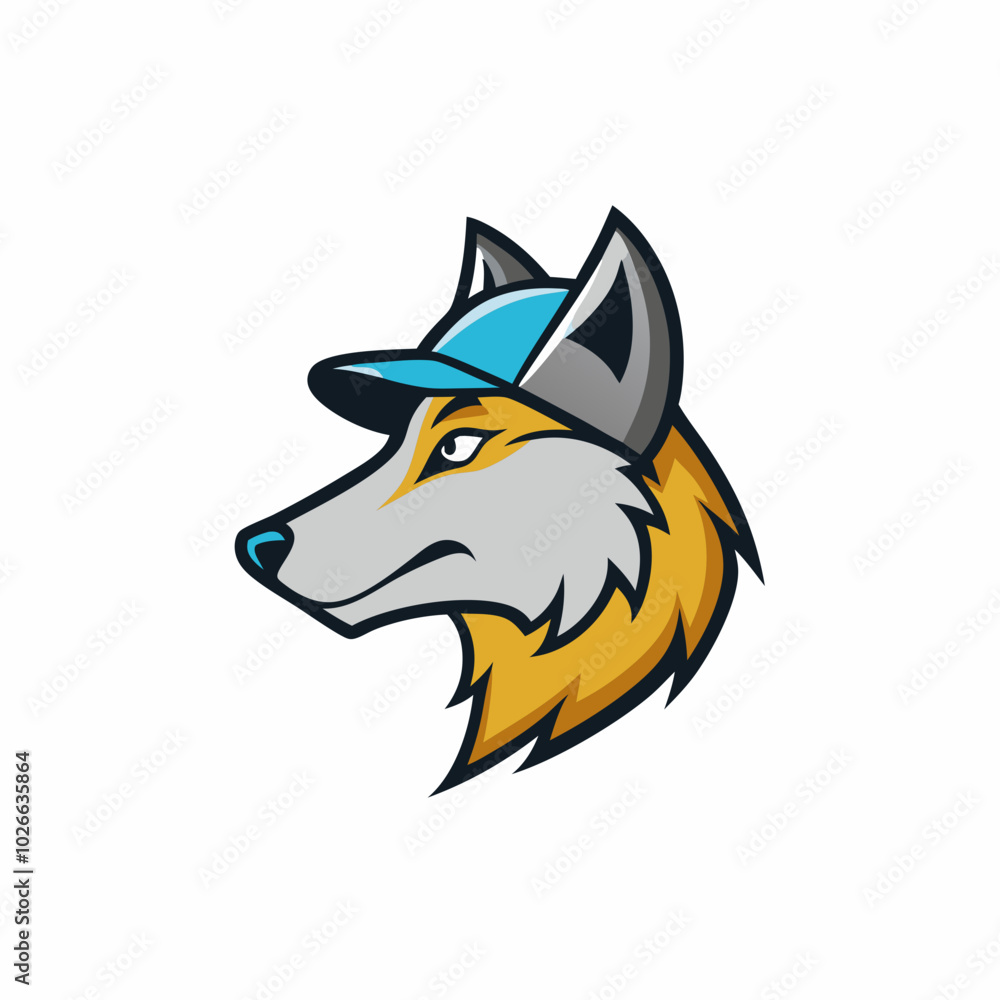 logo wolf in profile in a cap vector illustration