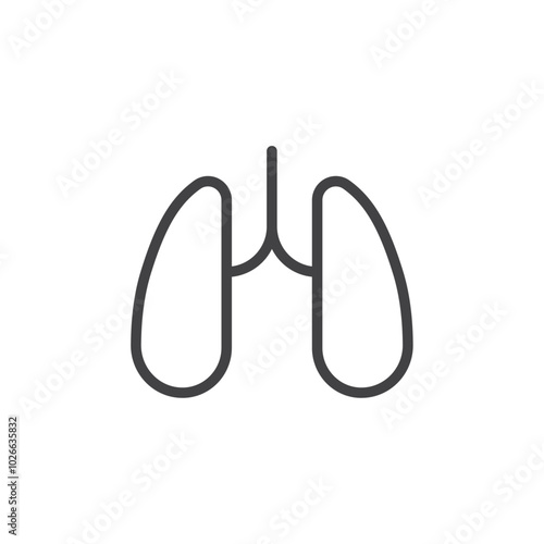 Lungs icon Thin outline art symbol