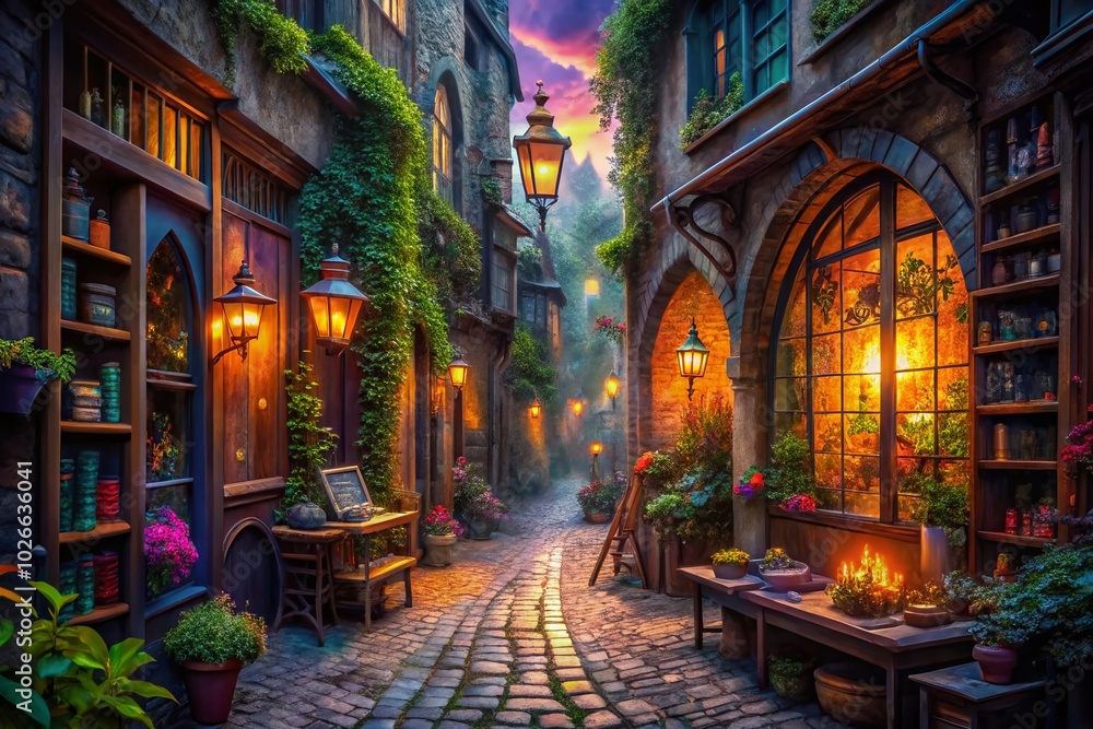 Enchanted Urban Exploration: Mystical Wand Shops and Hidden Libraries in a Fantasy Cityscape Enchanted Urban Exploration: Mystical Wand Shops and Hidden Libraries in a Fantasy Cityscape