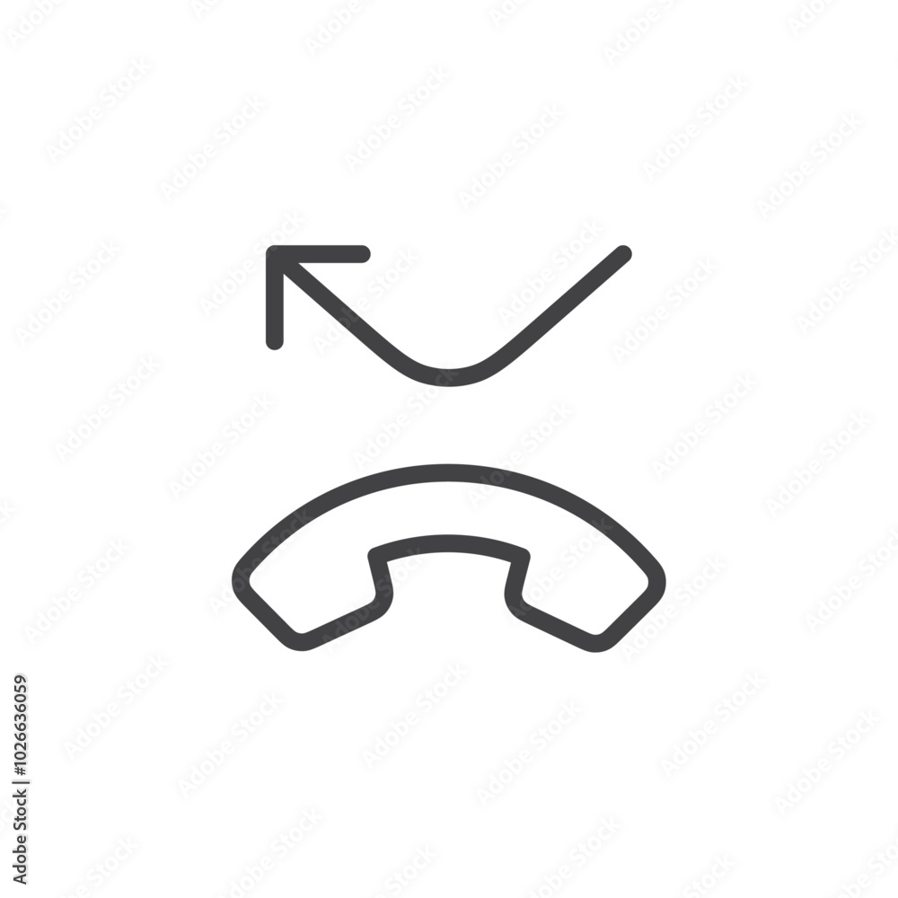 Missed call icon Thin outline art symbol Missed call icon Thin outline art symbol
