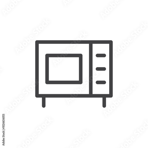 microwave icon Thin outline art symbol