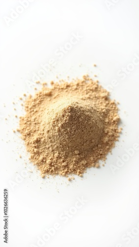 Macro image of a sand pile on white background