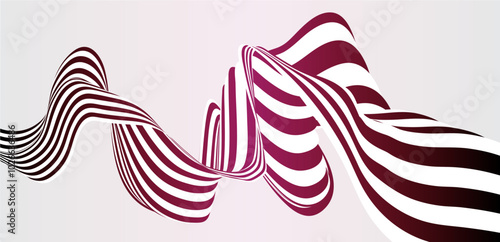 Abstract Wavy Striped Pattern in Maroon and White