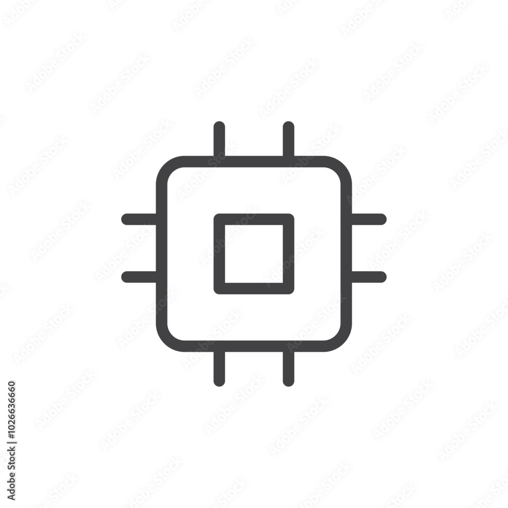 Processor icon Thin outline art symbol Processor icon Thin outline art symbol