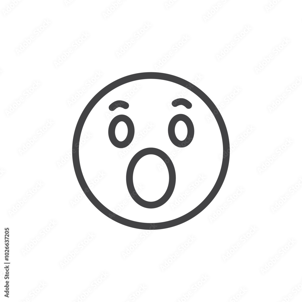 Shocked Social media emoji icon Thin outline art symbol Shocked Social media emoji icon Thin outline art symbol