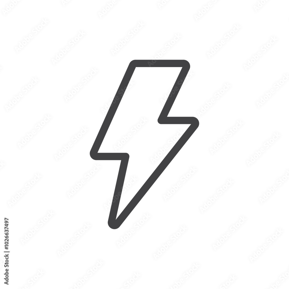 Thunder and bolt icon Thin outline art symbol Thunder and bolt icon Thin outline art symbol