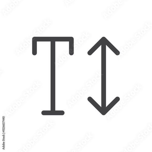 Text hieght icon Thin outline art symbol