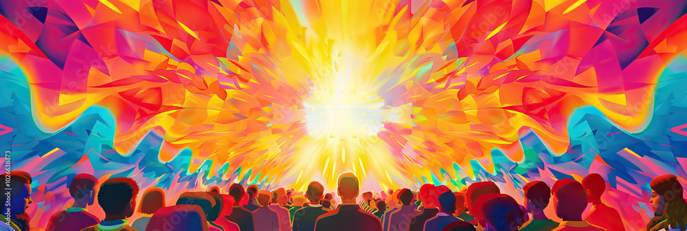 Obraz premium Electric Eclectic: An explosion of vibrant colors in a kaleidoscope pattern energizes this abstract school background, showcasing a diverse and inclusive learning community.