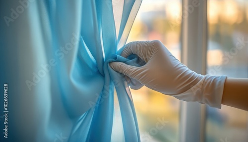 Washing curtains with care while tying them back to dry in bright sunlight