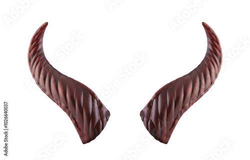 Long demon horns isolated on white background