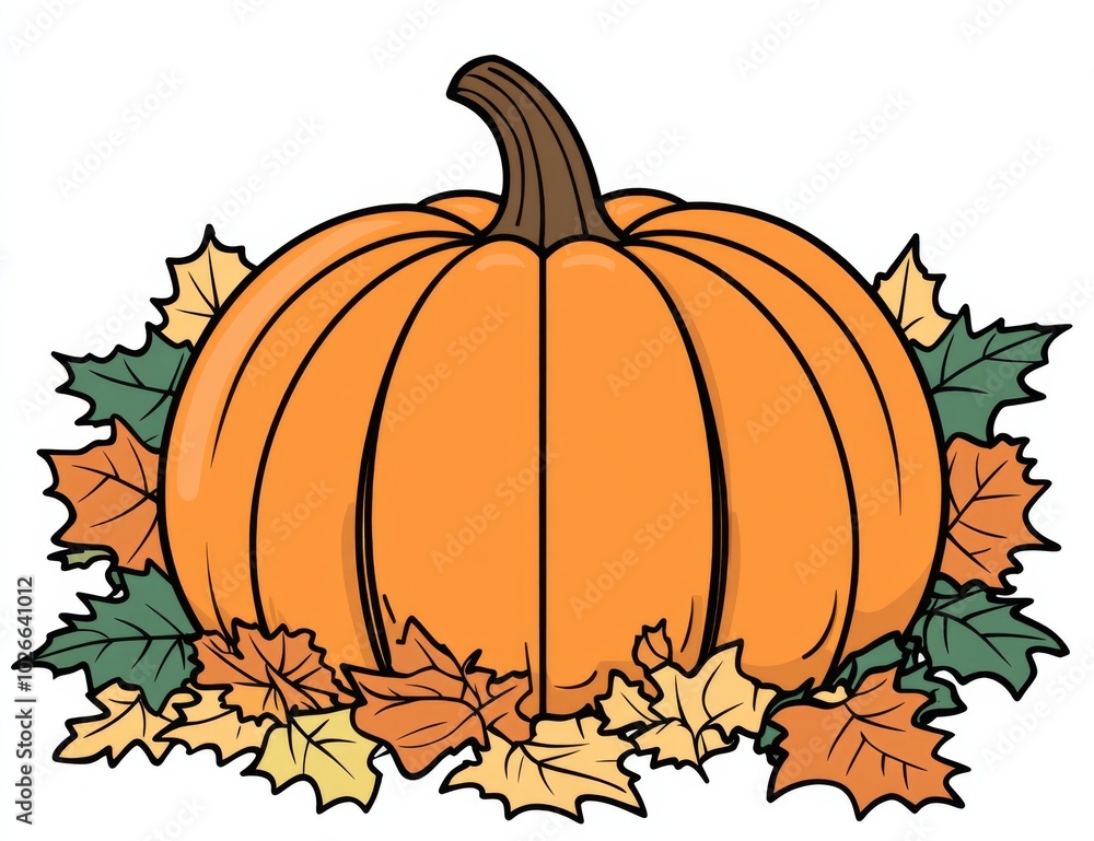 Isolated pumpkin on a white background featuring a flat design in a green and orange color palette. Isolated pumpkin on a white background featuring a flat design in a green and orange color palette.