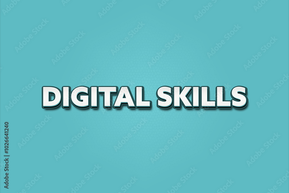 Digital Skills. A Illustration with white text isolated on light green background. Digital Skills. A Illustration with white text isolated on light green background.