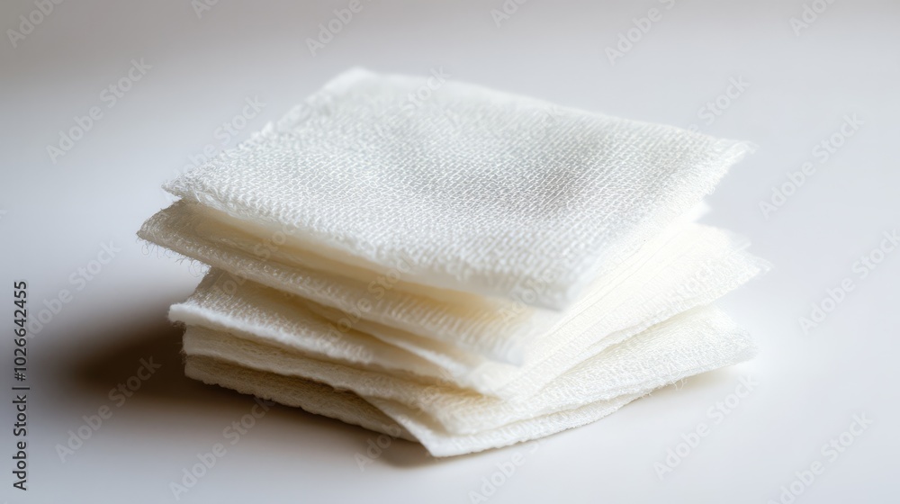 Sterile gauze pads, white background Sterile gauze pads, white background