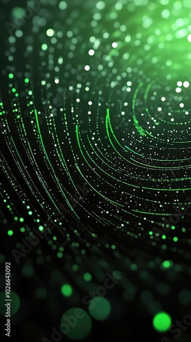 Wallpaper Mural Green particles forming concentric circles on a dark background, creating an abstract, futuristic design Torontodigital.ca