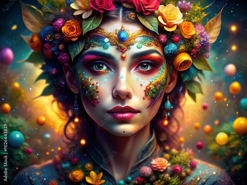 Fantasy Painted Face in Tilt-Shift Photography for Enchanting Visuals Fantasy Painted Face in Tilt-Shift Photography for Enchanting Visuals
