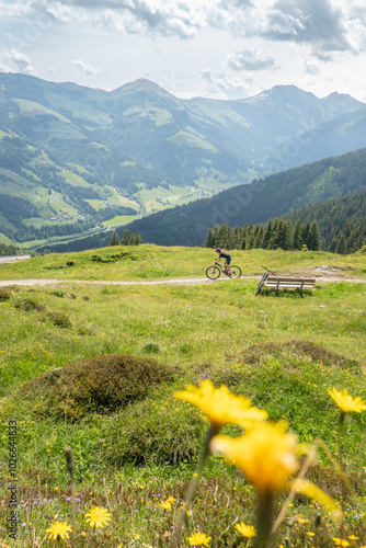 Biking in beautiful mountains